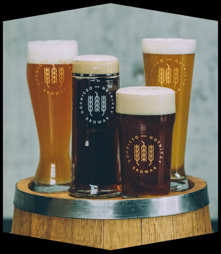 Tasting glasses with the Browar Górniczo-Hutniczy logo